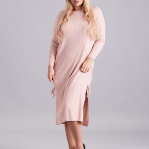 Wholesale Pale Pink Plus Size Knitted Dress