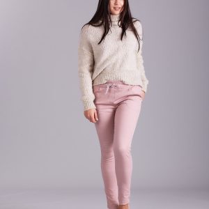 Wholesale Light pink trousers with straps and stripes