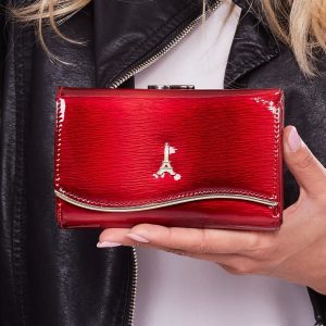 Wholesale Women's Red Leather Wallet with Varnishing