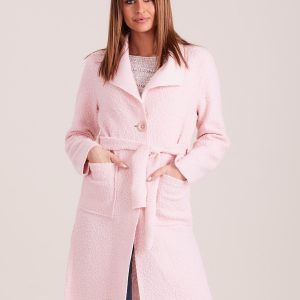 Wholesale Knitted women's coat light pink