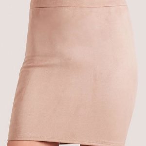 Wholesale Pencil skirt with imitation suede beige