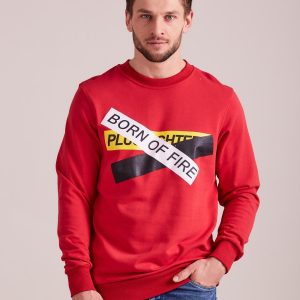 Wholesale Red sweatshirt for men with print