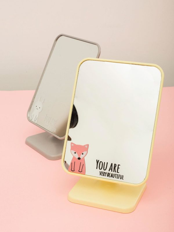 Wholesale Light Yellow Folding Cosmetic Mirror With Lettering