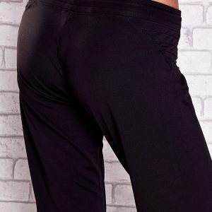 Wholesale Black capri pants with embroidered inserts PLUS SIZE