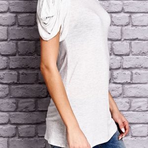 Wholesale ARMANI Light gray t-shirt with draped sleeves