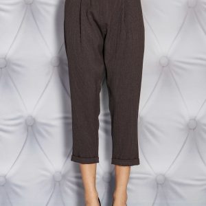 Wholesale Coffee wide fabric pants with delicate stripe