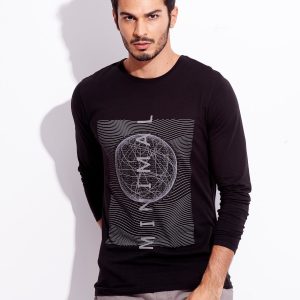 Wholesale Black Men's Longsleeve with Print