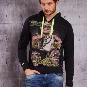 Wholesale Black sweatshirt for men with rapper print