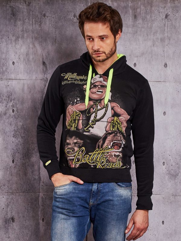 Wholesale Black sweatshirt for men with rapper print