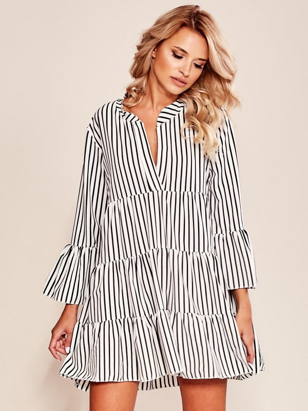 Wholesale White striped oversize dress