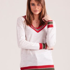 Wholesale Beige lightweight sweater with V-neck