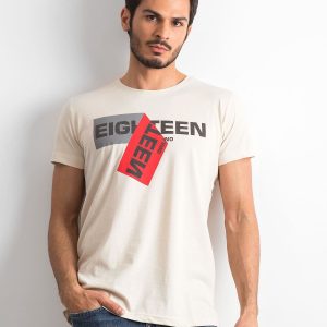 Wholesale Men's Beige Cotton T-Shirt