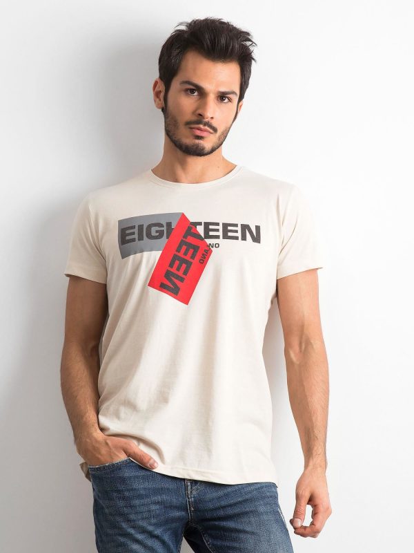 Wholesale Men's Beige Cotton T-Shirt