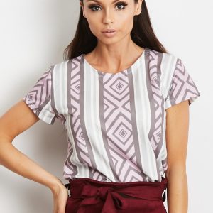 Wholesale T-shirt with diamonds and stripes purple