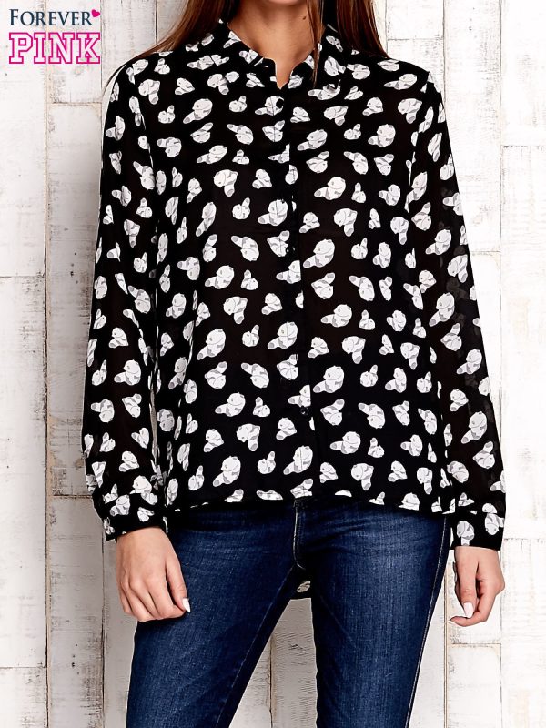 Wholesale Black blouse with pandas