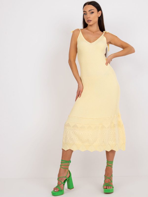 Wholesale Yellow striped midi dress with straps