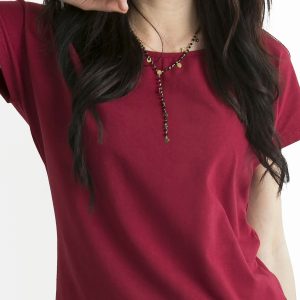 Wholesale Burgundy T-shirt for women Circle