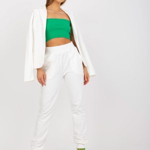 Wholesale White cotton two-piece basic set with trousers