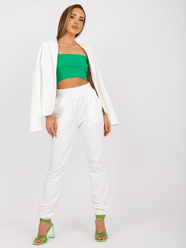 Wholesale White cotton two-piece basic set with trousers