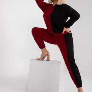 Wholesale Burgundy Black Plus Size Sweatsuit Set in Amishi Cotton