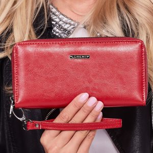 Wholesale Red Olong Leather Zipper Wallet