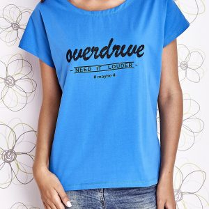 Wholesale Blue t-shirt with the inscription NEED IT LOUDER