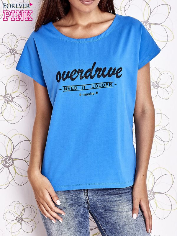 Wholesale Blue t-shirt with the inscription NEED IT LOUDER