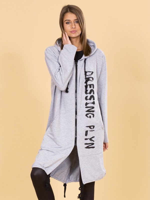 Wholesale Grey Long Hoodie