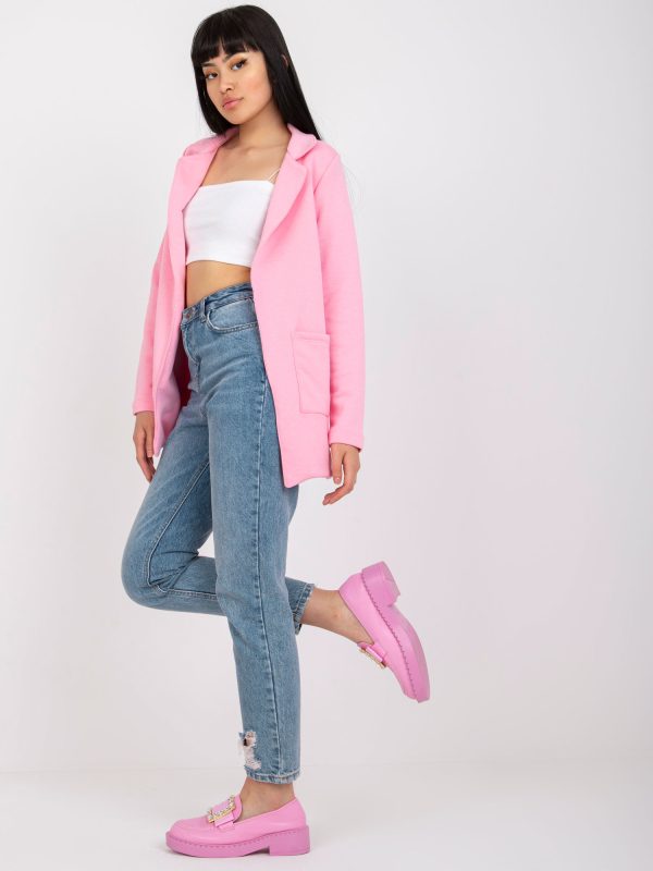 Wholesale Light pink sweatshirt jacket with pockets RUE PARIS