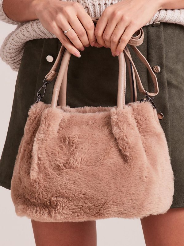 Wholesale Beige Faux Fur Bag