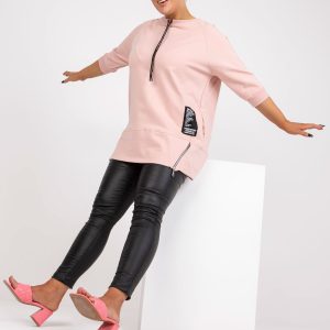 Wholesale Dirty pink sweatshirt tunic plus size with round neck Aurora