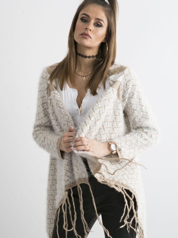 Wholesale Beige sweater with fringes