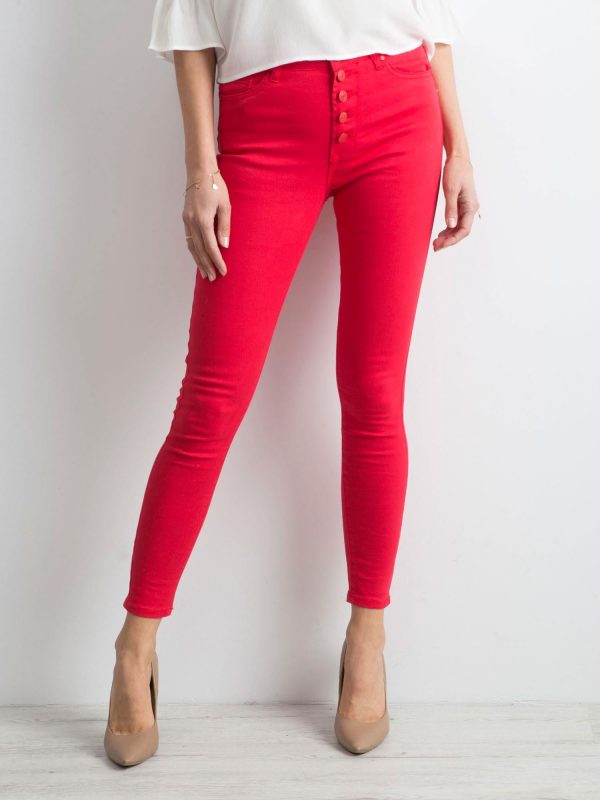 Wholesale Red high waist jeans