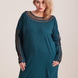 Wholesale Dark green tunic with plus size rhinestones