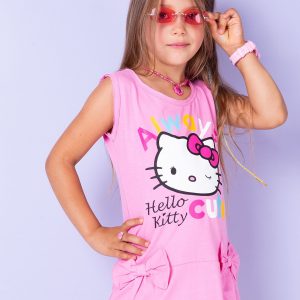 Wholesale Pink dress for girl HELLO KITTY