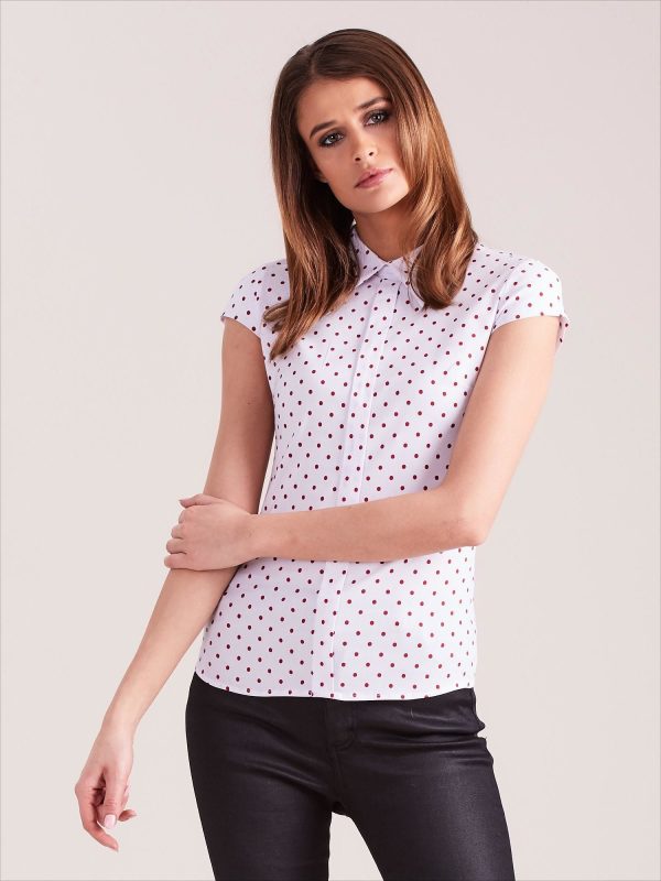 Wholesale White Short Sleeve Shirt with Det