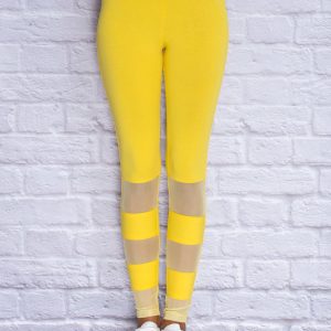 Wholesale Leggings with transparent inserts yellow