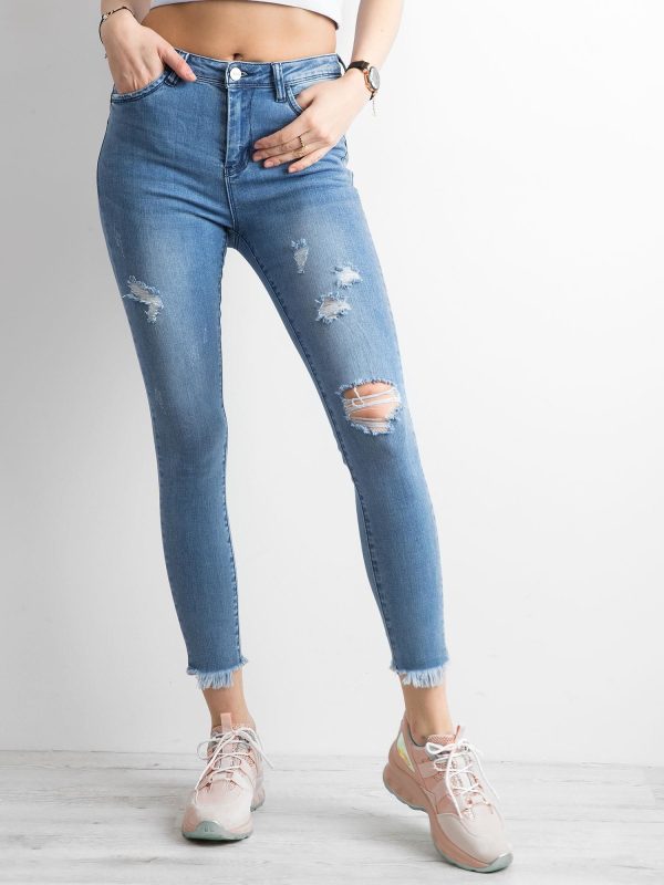 Wholesale High waisted skinny jeans blue