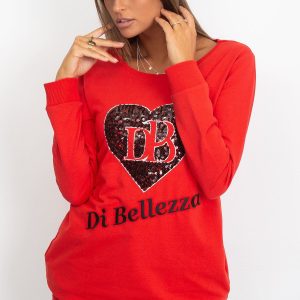 Wholesale Red sweatshirt with applique