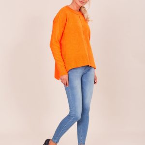 Wholesale Orange sweater with longer back