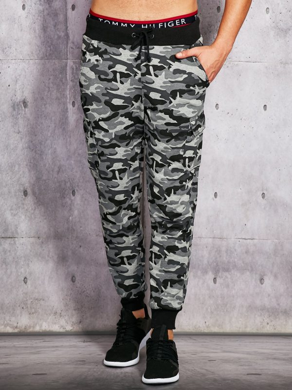 Wholesale Grey Warmed Camo Sweatpants