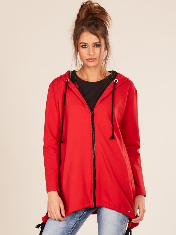 Wholesale Red asymmetric hoodie