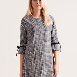 Wholesale Grey and pink checkered dress