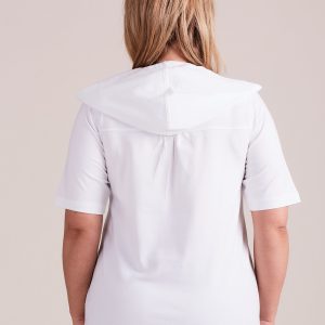 Wholesale White T-shirt with hood PLUS SIZE