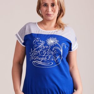 Wholesale Dark blue T-shirt with text print