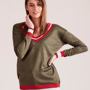 Wholesale Khaki light V-neck sweater