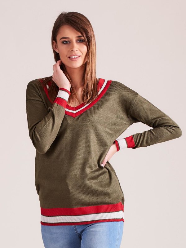 Wholesale Khaki light V-neck sweater