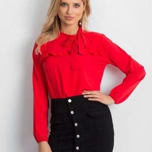 Wholesale Red elegant blouse with binding