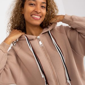 Wholesale Dark beige long sweatshirt oversized sweatshirt