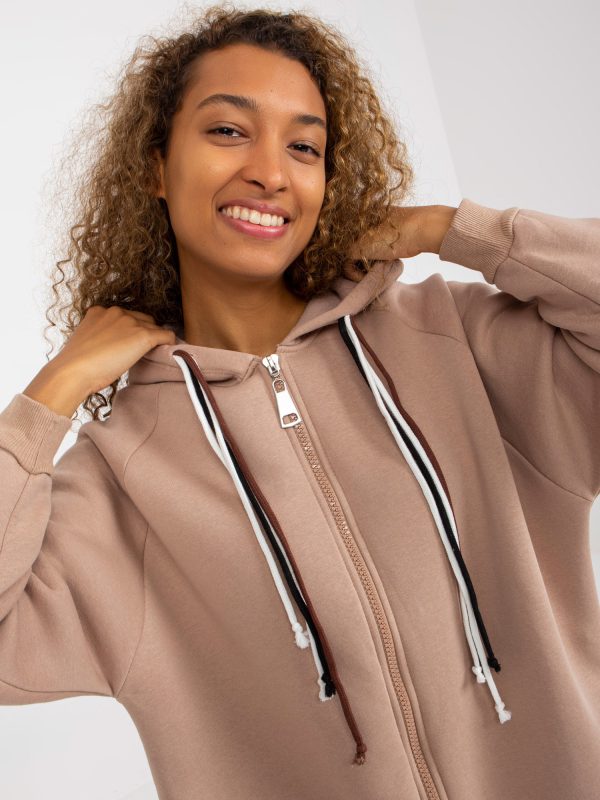 Wholesale Dark beige long sweatshirt oversized sweatshirt